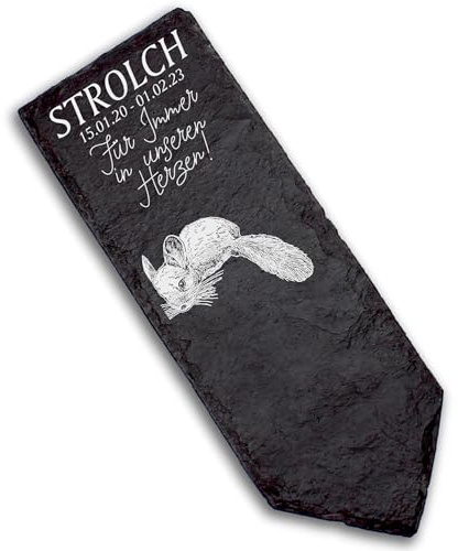 DEKOLANDO Grabstecker Grabschmuck Grabstein - Chinchilla - Personalisiert Grab Deko 22x8 Grabdekoration