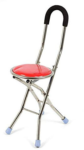LEEBIITOO Tragbare, faltbare Krücken für ältere Menschen, 2-in-1, Stuhl mit vier Beinen bis zu 150 kg, verstellbarer Gehstock, Stuhl, Hocker, Sitz, tragbare Krücke, interessant, sicher