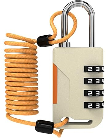 UP Security Ski Lock, Small Combination Lock with Extendable Cable (91 cm) Combination Cable Locks for Outdoor Use Snowboard Travel Luggage Backpack Bicycle Motorcycle Helmet (Gold)
