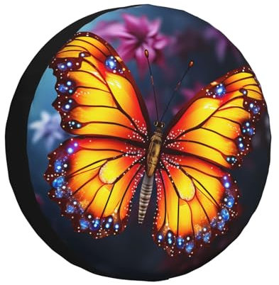 Spare Tire Cover Hübscher Schmetterling Reifenhülle Wasserdicht Auto-Ersatzreifenabdeckungen Schmutzfest Reifenschutzabdeckung Für Mpv Geländewagen Truck 17 inch