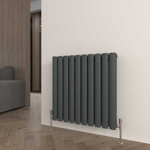 T&K 600x590mm Horizontal Radiator Anthracite Oval Column Radiator Double Panel Designer Radiator Modern Central Heating Rad