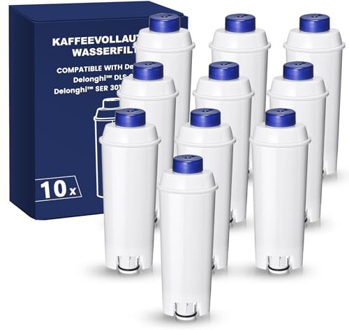 Filswa Fully Automatic Coffee Machine Water Filter, Replacement Compatible with Delonghi ECAM Series, Dinamica, Cappuccino System, Magnifica, ETAM Autentica and Various Models from Esam, (10)
