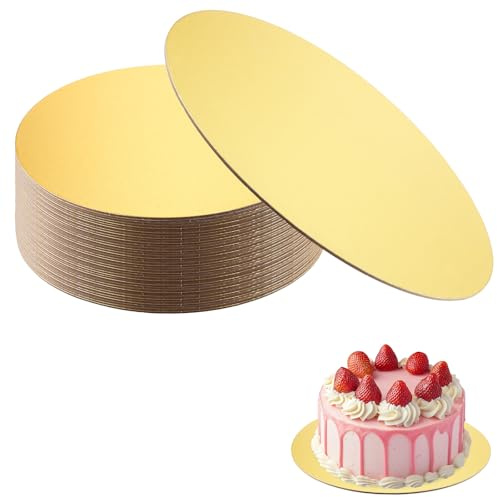 LOPYXBR 20 Stück Cakeboard 30 cm Rund, Cake Board Tortenunterlage Rund, 12inch Tortenplatte Pappe für Transport Kuchen, Geburtstage, Hochzeiten, Familienfeiern, Feiertagspartys (Gold)