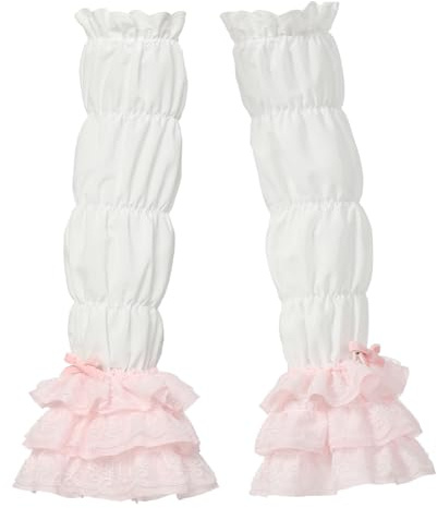 BPURB Lolita mehrlagige gerüschte lange Armstulpen, fingerlose Handschuhe für Damen, Y2K, süße Spitze, Armstulpen für Halloween, Kostüm, Cosplay, Party
