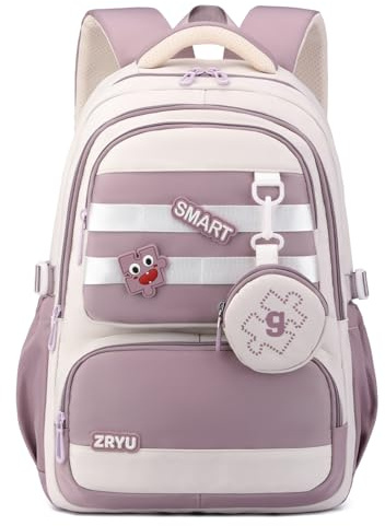 Amythe Zaino Scuola Ragazza 30L – Leggero per Medie & Elementari, Viola | Impermeabile. 6 tasche. 4 colori. 9-16 anni (da 138 cm). Laptop 15.6. Ideale per scuola, viaggi e tutti i giorni.