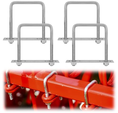 YUZHEDM 4 piezas Pernos en U M8x70x100mm Tornillos en U con roscado, U-Bolts Perno cuadrados de acero inoxidable con tuercas y placas arandela placa marco para fijación de tubos de remolque de coche