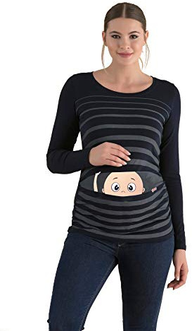 Rolig söt mammamode t-shirt med motiv graviditet gåva – långärmad, Schwarz, M