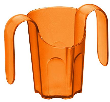 Gobelet à découpe nasale avec poignées et porte paille - Orange