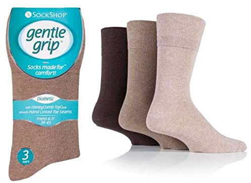 6 par strumpa butik män diabeteser bomull rikt mjukt grepp vaxkaka topp icke-elastiska strumpor storlek 6-11