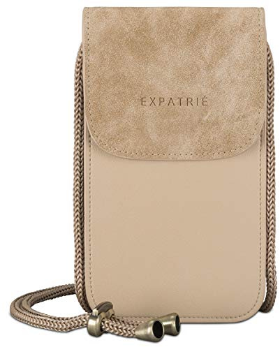 Expatrié Bolso Movil Mujer Beige - Amelie - Bolso Pequeño - Mini Bolsa Bandolera Para Ocio y Festivales - Elegante Cartera Moderna para Fundas de Móviles