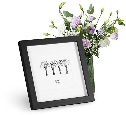 Casa Chic Marco de Fotos 20 x 20 cm, Marcos Fotos Vertical y Horizontal para Montar en Pared y Mesa, Porta Retrato Hecho de Madera y Cristal con Passepartout para Casa y Oficina, Photo Frame