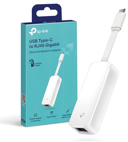 TP-Link UE300C USB C to Ethernet Adapter, USB 3.0 Type-C to RJ45 Gigabit Ethernet Network Adapter for Ultrabook, Chromebook, Laptop, Desktop, Plug & Play for Nintendo Switch, Windows 10&8.1, Linux OS