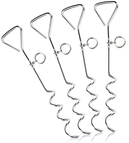 COM-FOUR® 4x Anclajes para el Suelo Plateados - Juego de Fijación para Tiendas - Anclajes para Lonas, Pabellones y Toldos