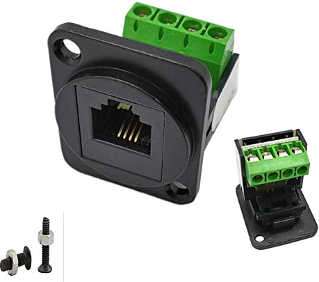 SHANFEILU RJ11 6P4C D-Type Montaggio a pannello Ethernet Extender CAT 3 Terminale senza saldatura Adattatore D-Type Keystone Connettore jack telefonico con vite nero