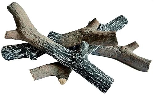 Set of 4 Ceramic Wood Decorative Wood for Bio-Ethanol or Gas Fireplace Heat Resistant Ceramic Logs