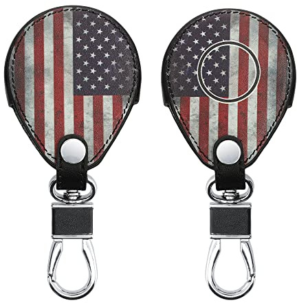 kwmobile Autoschlüssel Hülle kompatibel mit Harley Davidson Motorradschlüssel - Kunstleder Schutzhülle Schlüsselhülle Retro Flagge USA Blau Rot Weiß