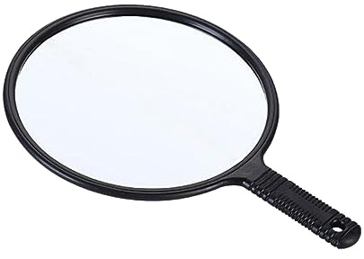 predolo Espejo de mano grande, redondo de 9 pulgadas con asa, espejo de maquillaje portátil, espejo de peluquería para corte de pelo, baño, salón, viajes