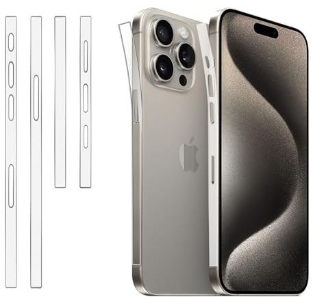 GIOPUEY [4 Pezzi Pellicola Prottetiva Telaio Laterale Compatibile con iPhone 15 PRO Max, Texture Opaca TPU Flessibile, Cover Compatibile - Translucent