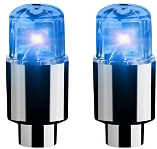 Firulab Cappucci delle valvole dei Pneumatici a LED | Luci per Pneumatici per Auto | 2 Pezzi di luci per Raggi per Bici con batterie Incluse per Auto, Moto, Biciclette, Veicoli elettrici, Veicoli