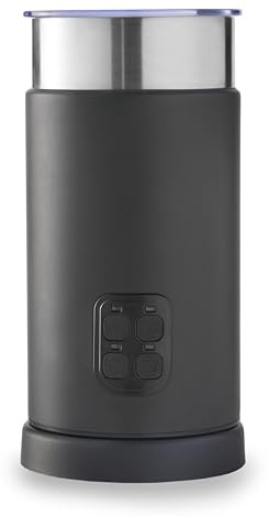 MisterChef stor snabb 550 W automatisk mjölkskummare, varm och kall mjölkfunktionalitet, 240 ml mjölkuppvärmning/115 ml mjölkskummning, 4 funktioner – tyst drift svart med 2 års garanti