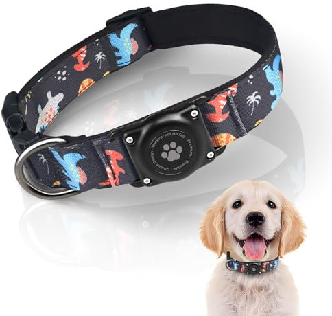 Furrigo AirTag Hundehalsband, IP68 Wasserdicht Air Tag Hundehalsbandhalter - Ultra Langlebig - Bequem Gepolstert - Verstellbar für Kleine Mittlere Große Hunde