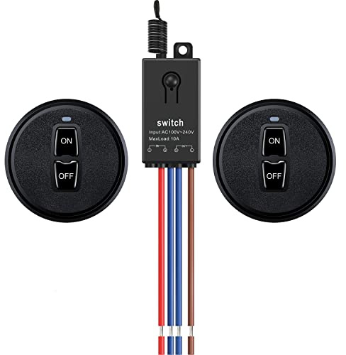 Meskliu Mini Relais,Funkschalter mit Fernbedienung,AC 220V/230V/240V 10A Funk Relais Wandschalter mit 328ft Long Range für Haushaltsgeräte, Deckenleuchten,Wasserpumpe,Elektrogeräte.