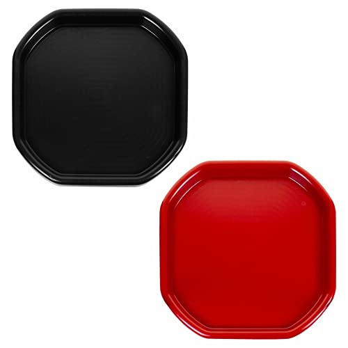 70 x 70cm Tabletop Accessories – Set of 2 Heavy-Duty Octagon Dice Trays With High Walls – Great For Messy Play, Water Activities, Small World Scenes, and DIY Fun (Red & Black)
