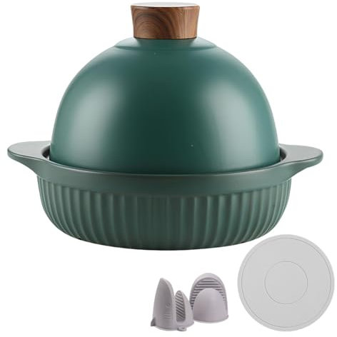 DYHQQ Ceramic Tagine Cooking Pot Tagine Ceramic Tagine Cookware with 2 Handles, Casserole Pot for Home Kitchen