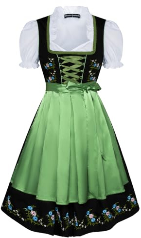 SCARLET DARKNESS Vestito Dirndl per l'Oktoberfest bavarese da donna, costume tradizionale della birra, verde chiaro, S