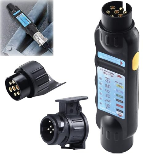 Tester per rimorchio a 7 pin: connettore con connettore da 13 a 7 poli e adattatore da 7 a 13 poli, presa rimorchio, dispositivo di prova per illuminazione del rimorchio da 12 V per la risoluzione dei