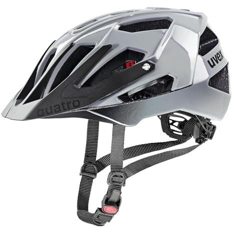 uvex Quatro - sicherer MTB-Helm für Damen und Herren - individuelle Größenanpassung - waschbare Innenausstattung - Rhino Black - 56-61 cm