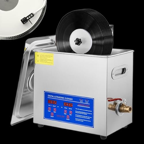 WEIMILOR Ultrasonic Cleaner 6.5L Ultrasonic Vinyl Cleaner 7-12 Inch 8 Records Ultrasonic Vinyl Cleaning Machine 300W Ultrasonic Records Cleaner with Drying Rack for Home Store