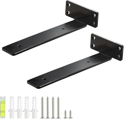 HEART ART Regalhalterung Regalträger 2 Stücke 20 CM,Heavy Duty L Regalhalterung Schwarz für Rregalhalterung Wand
