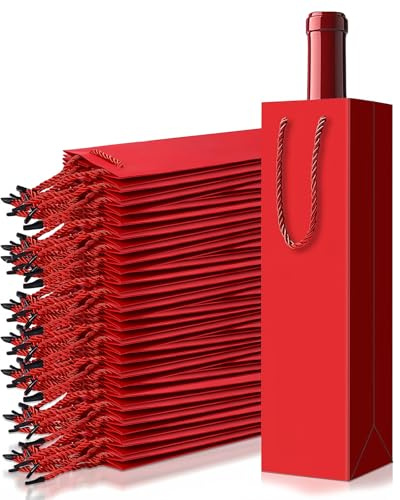 yayafunfun Flaschentüten Wein Rot, Geschenktasche für 12 Flaschen, 9.5x35x9cm Flaschen Verpackung, Geschenk, Tüten für Verpacken, Weinflaschenbeutel mit Griff für Weihnachtstag Party