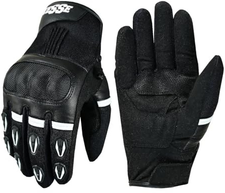 BI ESSE Guanti Moto Uomo Donna–Guanti da Motocicletta Estivi Traspiranti con Protezione Nocche, Touchscreen,Antiscivolo,Guanti per Scooter,Ciclismo,Touring,Fuoristrada,Guida Sicura (Nero Bianco, XL)