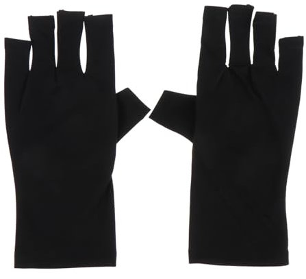 SKISUNO Half-Finger UV Protection Nail Gloves 2pcs Black Outdoor Manicure Shield Gloves for Gel Nail Care and UV Shield Hand Protection