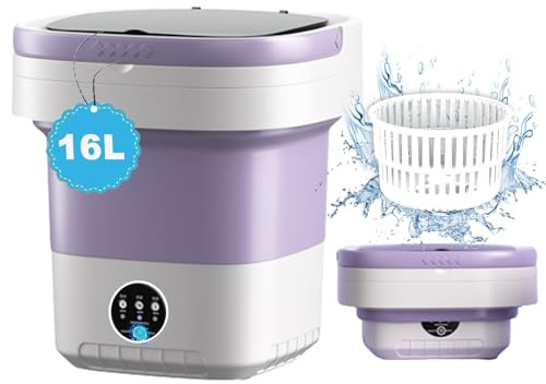 Mini lavatrice, piccola lavatrice portatile da 16 litri, con centrifuga per biancheria intima, lavatrice e asciugatrice pieghevole 2 in 1 per viaggi, appartamento, camper (viola)