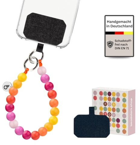 beadstars® Handykette kurz aus Holzperlen | Universal Handyanhänger für alle Smartphones | Handmade in Germany | kompatibel mit iPhone, Samsung u.a. | ideal als Geschenke für Frauen