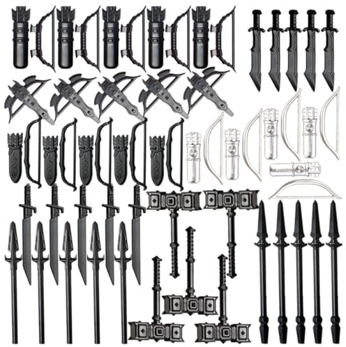BlocteckToy Militär Waffen Set, Mittelalterliche Militär Waffen Schwerter Speere Hellebarden Bögen und Armbrüste Bausteine-Set für Erwachsene und Jugendliche, Kompatibel mit Aller Großen Marken
