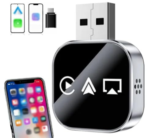 Wireless Mirror Link Adapter, 2026 Upgrade 3 in 1 Auto Adapter with 2.4/5ghz WiFi and Bluetooth 5.0, Fast Stable Connection Mini Stable Design Adapters for iPhone