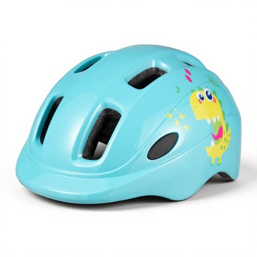 Favoto Casco Infantil – Apto para Niños y Niñas, Ajustable (48-52 cm), para Bicicleta, Skateboard, Patinete y Patines, Ligero y Transpirable, 3-8 Años, Diseño Monstruo Azul