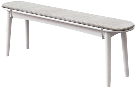 50-talet modern matbänk i massivt trä stoppad entré och kökssäte med grå kudde 119 cm längd (vit yta) snygg hempäls