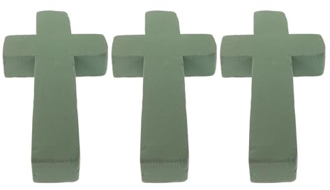 LOLIPPYY Bloques de Espuma Floral Verde Absorvente para Arreglos Funerarios y Decoración de Iglesias, Base de Espuma en Forma de Cruz, 3 Piezas para Soporte Floral en Centros