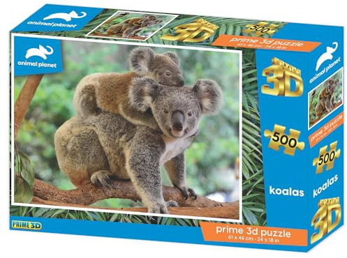 PRIME 3D | Animal Planet - Koalas | 3D Lenticular Jigsaw Puzzle | 61cm x 46cm - 500 pcs | Games & Puzzles | Ages 5+