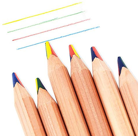 Wenplus 10 Stück 4 in 1 Regenbogen Buntstift - Dicker Holz Zeichnung Buntstift für Kinder Studenten Kunstmalerei