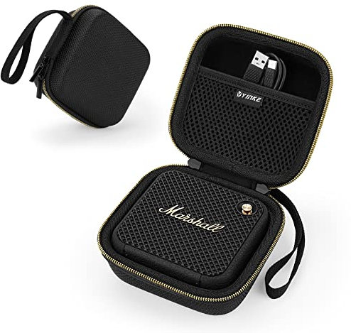 Yinke Harte Tasche Hülle für Marshall Willen Bluetooth-Lautsprecher, Hart-Organizer, tragbare Tragetasche, Aufbewahrungstasche (Goldener Reißverschluss)