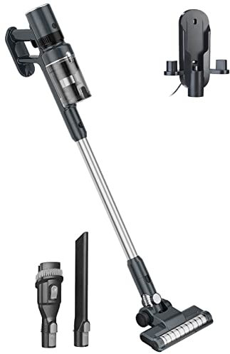 Sichler Haushaltsgeräte Accustaubsauger: 2in1-Akku-Zyklon-Hand- und Boden-Staubsauger, HEPA-Filter, 27 kPa (Kabelloser Staubsauger, Stiel Staubsauger, Haushalt)