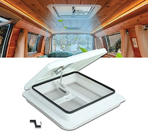 KAFLLA 14x14 RV Roof Vent, Universal White 14 in Roof Vent for Campers & Trailers with Inner Lid for Garnish Ring