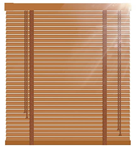 Holzjalousie Jalousie Holz in Dunkelbraun/Schwarz/Weiß, 60/80/100/120/140cm Breite, Fensterjalousie Holz Jalousien Blickschutz Fenster, Holz Rollos für Innen,Braun,120Wx240L(cm)