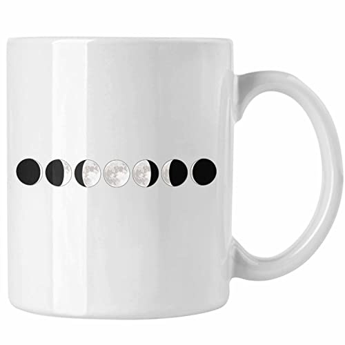 Trendation - Mondphasen Tasse Geschenk für Astronomie-Liebhaber (Weiß)